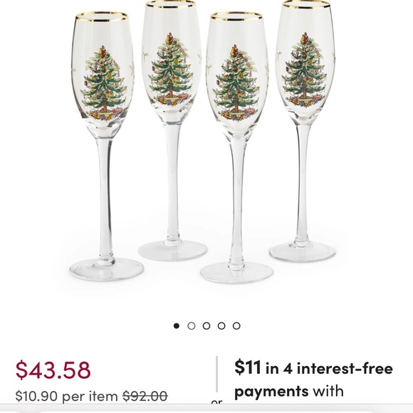 Set of 4 Spode Christmas Tree Champagne Fluted Glasses - Picture 4 of 5